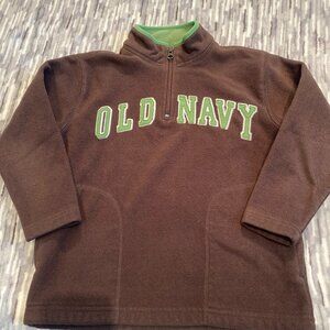 Old Navy Boys Fleece Sweater Brown 1/4 Zip Long Sleeve Mock Neck S 6-7